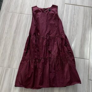 Banana Republic Burgundy Sleeveless Tiered Dress
